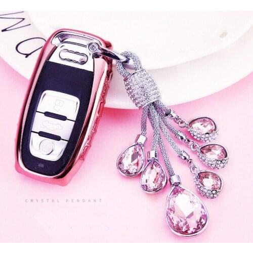 Beautiful Crystal Car Keychain for Wowen Diamond Luxury Rhinestone Key Ring Holder Pendant Cute Car Cccessories Girls Fashion
