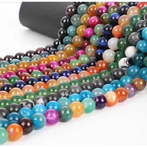 Natural Stone Beads 45 Styles Matte Smooth Round Agates Beads For Jewelry Making DIY Bracelet Necklace Handmade Strand 4-12mm