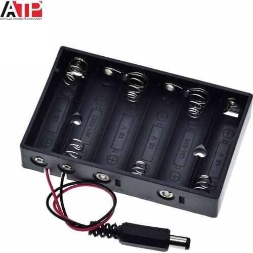 1PCS Great IT New 6 x AA Battery Case Storage Holder With DC2.1 Power Jack Futural Digital Hot Selling F35