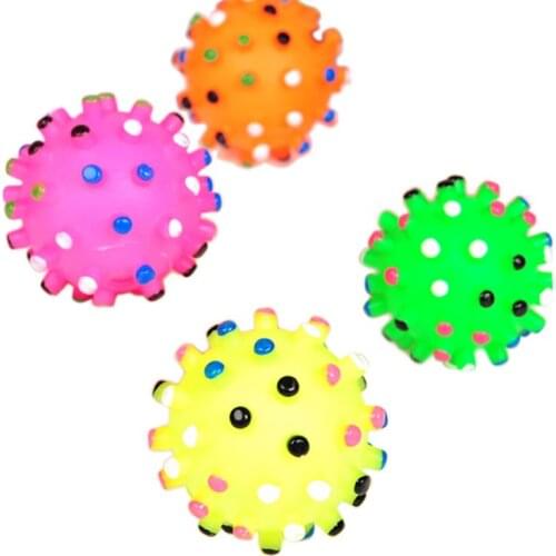 Pet Dog Squeaker Chewing Ball Toy Cat Puppy Rubber Squeaky Sound Interactive Playing Toy Random Color Pet Ball Diam 7CM