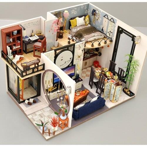 CUTEBEE Kids Toys Dollhouse with Furniture Assemble Wooden Miniature Doll House Diy Dollhouse Puzzle Toys For Children TD18