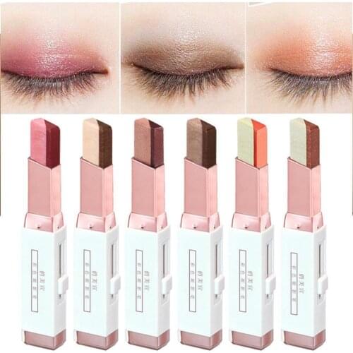 Two-color Eyeshadow Stick A Of Molding Velvet Gradient Pearlescent Beginner Lazy Eyeshadow Earth Color Glitter Eyeshadow