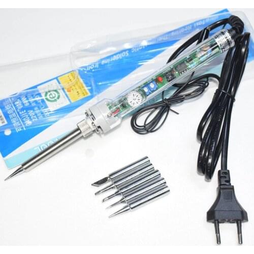 EU Plug 220V 60W 907 Adjustable Adjustable Constant Temperature Lead-Free Internal Heating Electric Soldering Iron + 5Pcs tip