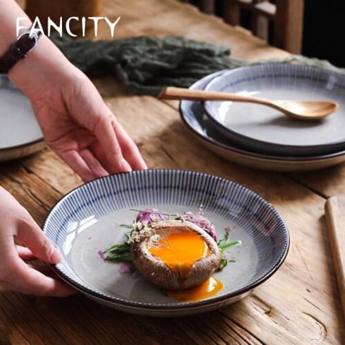 FANCITY Japanese-style household rice plate ceramic dinner plate round plate restaurant dinner plate deep dish commercial
