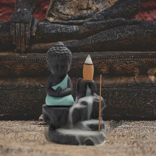 20pcs Incense Cones burner Little Monks Buddha Incense Burner Censer Little Monks Waterfall Aroma Fragrance Cones Decoration New