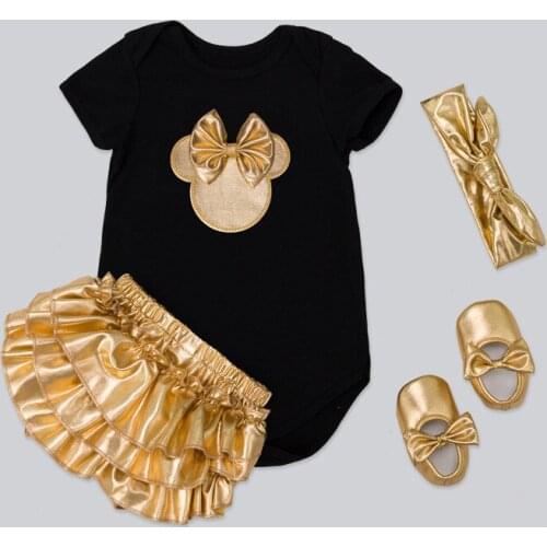 Cartoon Mouse Costume Baby Girls Outfit Bebe Kids Lace Romper Tutu Jumpsuit Overall Children Baby Infant Clothing 4PCS White 020