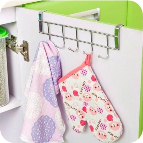 Creative Multi-purpose Chrome Plated Cabinet 5 Hooks Door Towel Clothe Bags Hangers Door Hooks Door Clothes Caps Hook