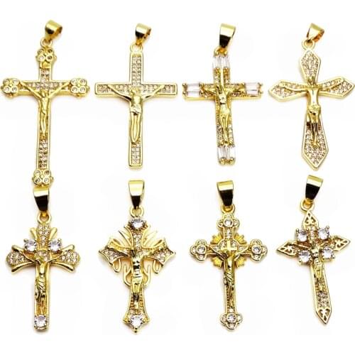 Jesus cross micro white Zircon Pendant crucifix Pendant Contracted fashion Pendant necklace chain DIY jewelry accessories