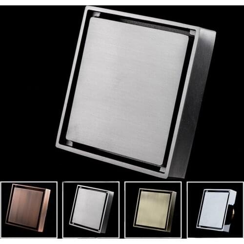 4" Invisible floor drain odor pest top 10cm x 10cm chrome or brushed or antique or ORB copper floor drain DR029