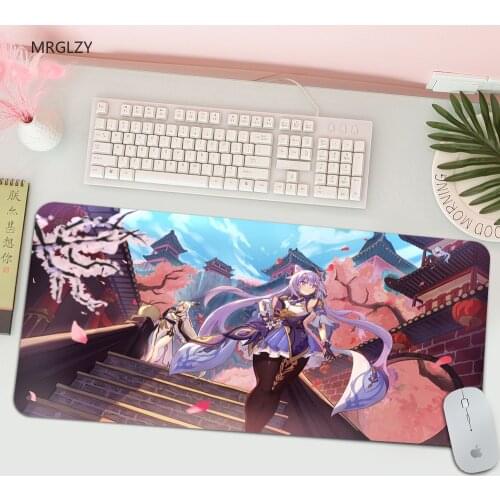 MRGLZY Genshin Impact Mouse Pad Gaming Mouse Pad Gaming Keyboard Table Mat Natural Rubber Office Mouse Pad Computer Mat