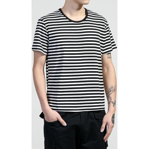 Mens T-Shirt Classic Navy Striped S-6XL 5XL 2021 Summer Cotton Women TEE Shirts Short Sleeve shirt for Couple lovers #8816