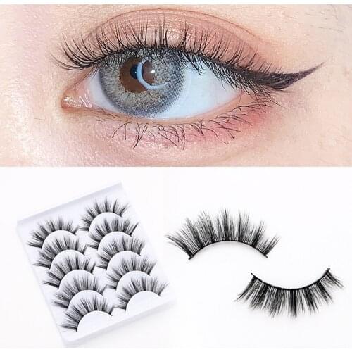5 Pairs 3D False Eyelashes Handmade Most Natural Look False Lashes Thick Fluffy Clustered Fake Eyelashes Eye Makeup Tools