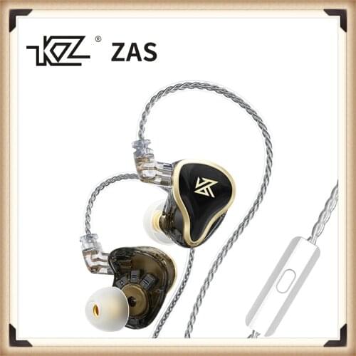 KZ ZAS 16 Units Earphones 7BA+1DD Dynamic Hybrid Earbuds HiFi Bass Sport Headset Noise Cancelling in Ear Monitors
