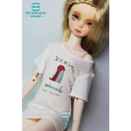BJD doll clothes for 1/4 BJD doll fashion Wild Casual mid-length cotton T-shirt variety of patterns