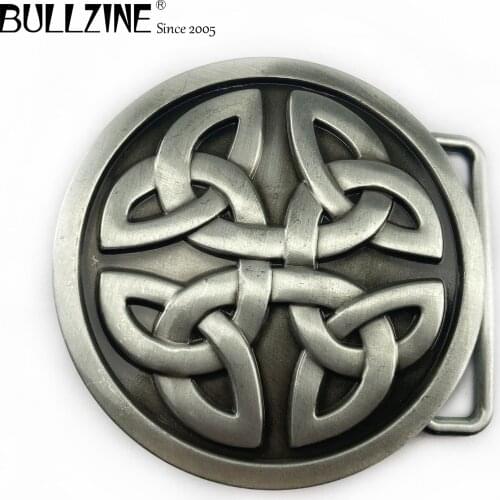 Bullzine wholesale zinc alloy Western celtic knot belt buckle pewter finish FP-02977 LUXURIOUS cowboy jeans gift belt buckle