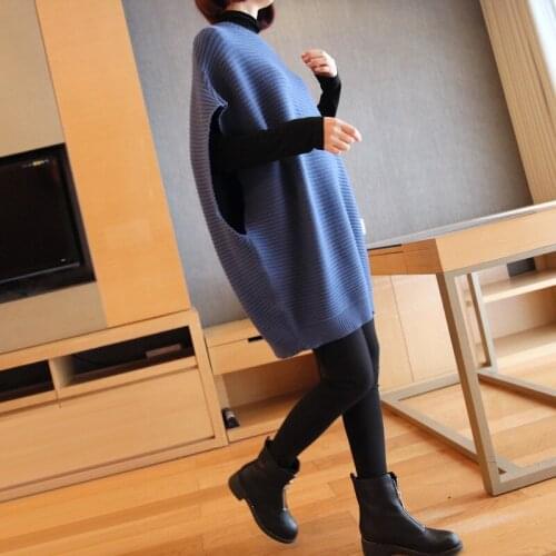 Autumn Winter Womens Knitted Vest Warm Loose Oversize Long Sleeveless Sweater Thick Vintage Black Green Korean Vest Fall