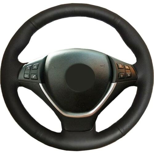 Hand Sewing Car Steering Wheel Cover Wrap Leather Suede Volant For BMW X5 E70 2006-2013 X6 E71 2008 2009 -2014 Car Accessories