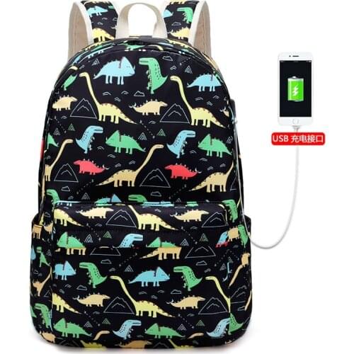Boys Backpacks Primary Junior High School Bag Kids Bookbag Casual Daypack Cartoon Dinosaur Printed Knapsack Mochila Infant