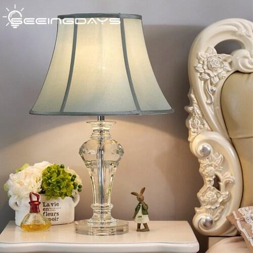 SeeiingDays K9 Crystal Table Lamp for Living Room Bedroom Bedside Lamp Home Decorative Table Lamp 110V 220V EU Plug Night Lamp