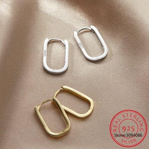 925 Sterling Silver Korean New Trendy O-Shape Square Hoop Earrings Temperament Simple Charm Elegant Jewelry Accessories