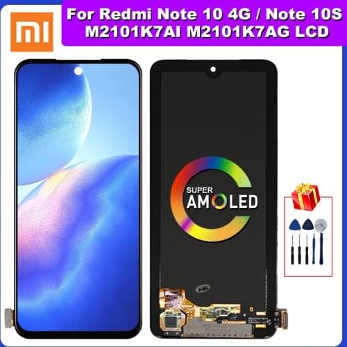 Super AMOLED 6.43'' Display With Screen Digitizer For Redmi Note10 4G Screen For Xiaomi Redmi Note 10 M2101K7AI M2101K7AG Lcd