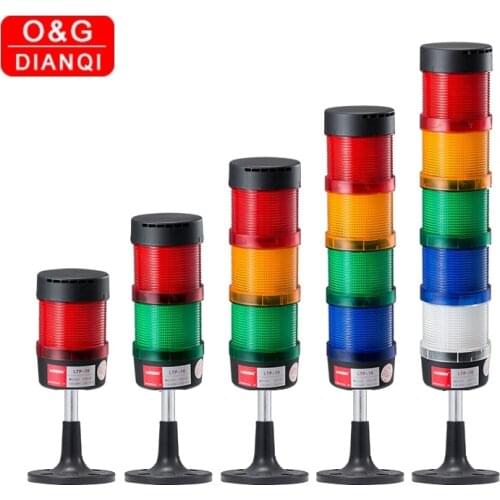 IP65 Stack Lamp Industrial Emergency Light Straight Rod Disk Base LED Warning Light Tower DC12V/24V AC110V/220V/380V no Buzzer