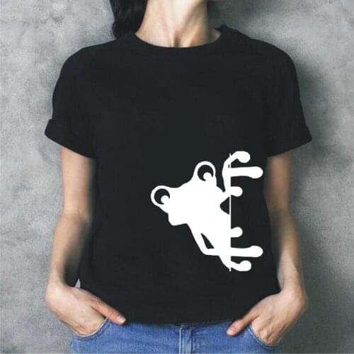 Funny Peeking Frog Looking Out Women Tshirt Casual Short Sleeve Harajuku Tee Shirt Femme Plus Size Tshirt Women Tops Blusa Mujer