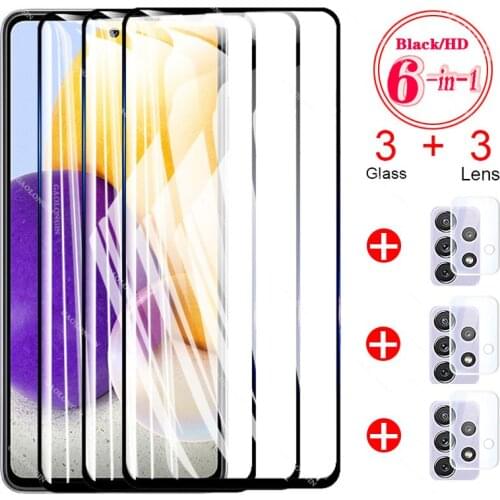 Tempered Glass For Samsung Galaxy A52 A72 a42 a32 5G a12 a02s A22 4G Screen Protectors Protective Glass Phone Camera len Film