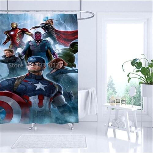 The Avenger Anime 3D Shower Curtain Spiderman Captain America Waterproof Curtain Polyester Fabric Bath Curtain With Hooks