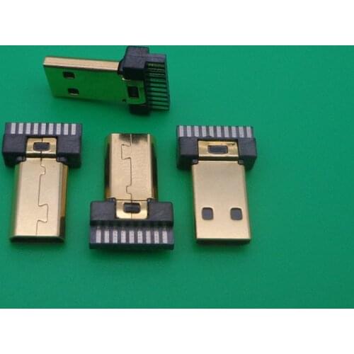 10pcs/lot Gold Plated Micro HDMI-compatible Male Plug Jack D Type Solder Type