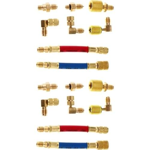 16 Pcs Car Air Conditioning Cooling R134A R12 Plug Adapter Hose