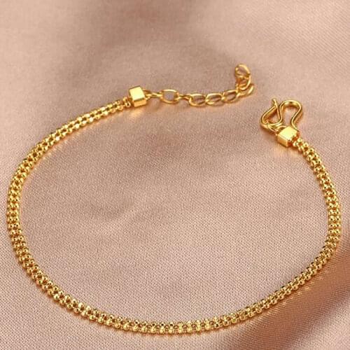 Pure 24K Yellow Gold Bracelet Women 999 Gold Beads Bracelet High Quality Bracelet