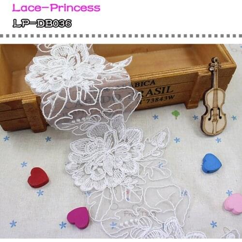 3 yards 110CM white Polyester organza embroidery Lace DIY skirt hem costumes Accessories Sewing Edge Wedding lace trim DB036