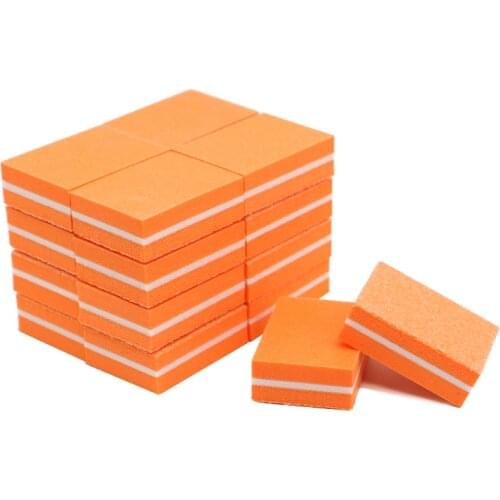 50pcs/lot Mini Nail File Blocks Double-sided Sponge bloc polissoir ongle Orange Cute Nail Buffer Buffing Salon Nail Glitter Tool