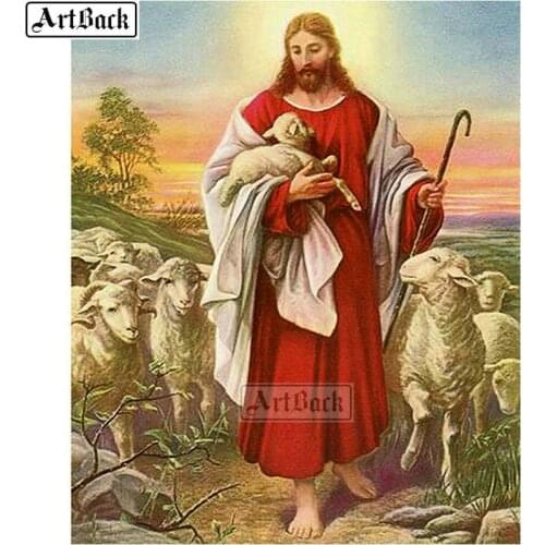 5d diy diamond painting Jesus shepherd full square / round Christ leader handmade cross stitch 3d diamond mosaic sticker crafts