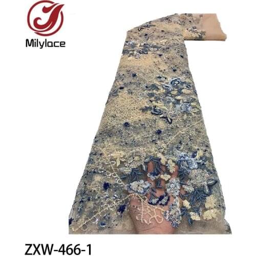 African Lace Fabric 2021 High Quality Lace Embroidered Nigerian Sequin Lace Fabrics French Tulle Lace Fabric for Dress ZXW-466
