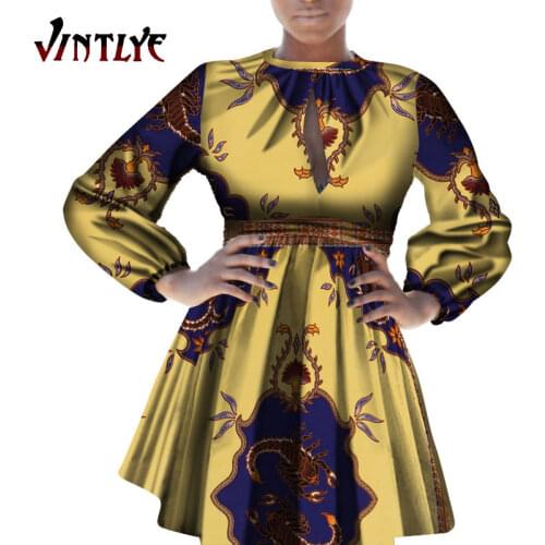 Dashiki African Dress for Women Traditional Ankara Print Clothes African Festival Formal Dress Long Sleeve Kente Fashion WY032