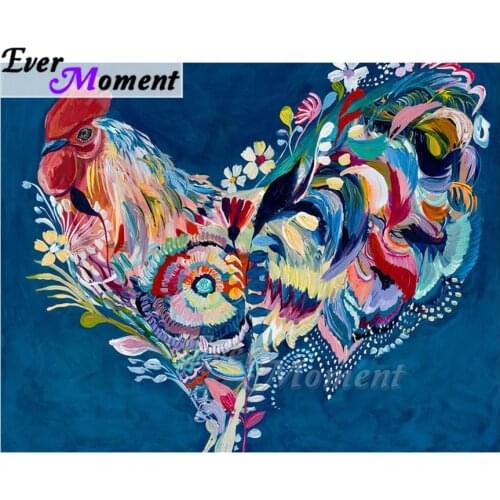 Ever Moment Diamond Painting 5D DIY Handmade Picture Of Rhinestone Cock Colorful Tail Diamond Embroidery Mosaic Full ASF1954