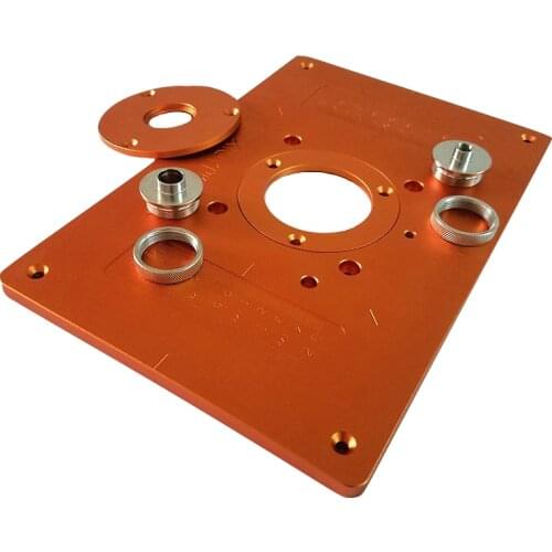 Aluminum Router Table Insert Plate with 4 Bushing Electric Wood Milling Trimming Machine Flip Plate Guide Table for Work Bench