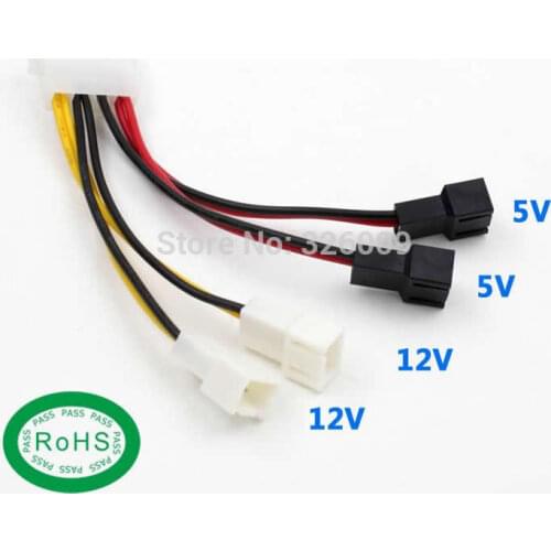 ARSYLID Converte Cable D 4pin Converted 3pin 4 set 12V 5V 3pin 4pin fan Convert cable 2510 mini 3pin connector 12cm RoHS