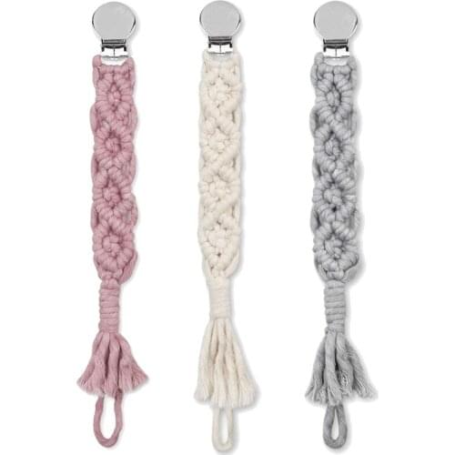Pacifier Clip Baby Pacifier Holder for Boys and Girls,Teething Straps Unisex Design,Smoother Clip Handmade Braided,3 Pcs