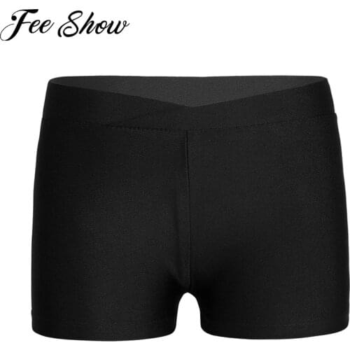 Kids Girls V-front Waistband Shorts Bottoms for Sports Gymnastic Workout Summer Dancewear Boy-cut Childrens Shorts