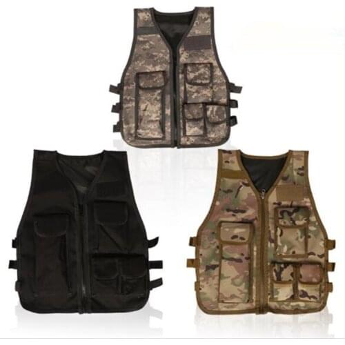 Children CS Field Game Camouflage Tactical Vest Outdoor Camping Shooting Army Training Multi-pocket Adjustable Combat Waistcoat