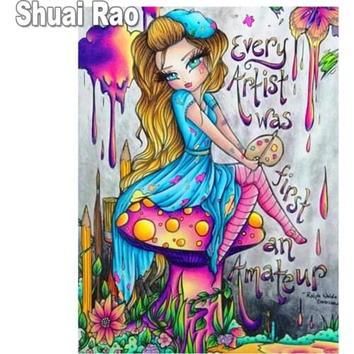 DIY Diamond Painting Big Eye Cartoon Girl 5d Pictures diamond Embroidery Cross Stitch Rhinestone Mosaic puzzle Fantasy elf,Gift