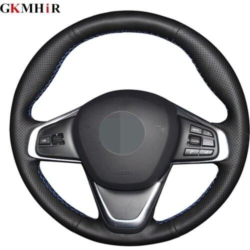 DIY Hand-stitched Black Artificial Leather Car Steering Wheel Cover for BMW 220i 218i 225xe