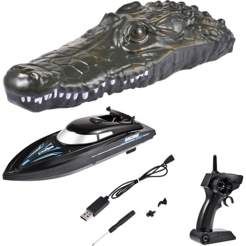 RC Toy Alligator Crocodile Head Boat Rechargeable Remote Control Floating Animal Scary Toy For Garden Pond Pool Racing Boats