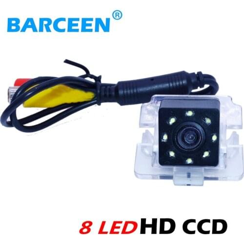 Available is stock hot sale 170 wide angle car rear camera glass lens material 8 beautiful led lights for Mitsubishi Outlander