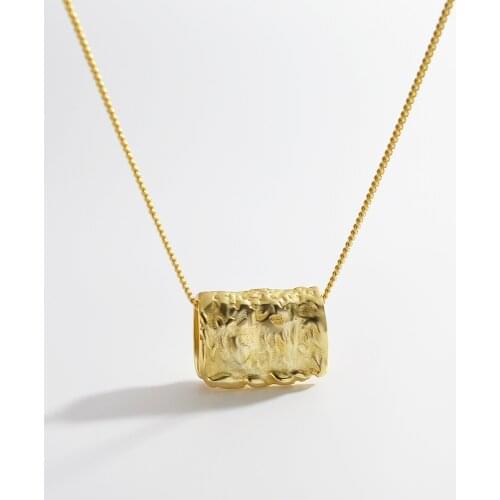 SHANICE S925 Sterling silver Minimalist Irregular Geometric Fold Pendant Necklace for Men Women Couple Necklace Jewelry Gift