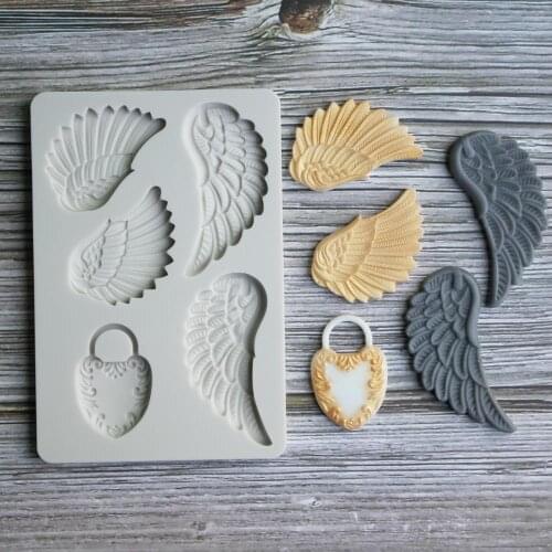Wing And Lock Silicone Mold Fondant Cake Decorating Silicone Mould Sugarcraft Chocolate Baking Tools For Cake Gumpaste Form