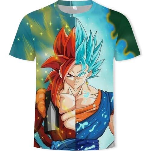 Summer hot sale dragon ball pattern 3D printing Harajuku mens T-shirt O-neck fashion all-match men and women with the same T-sh